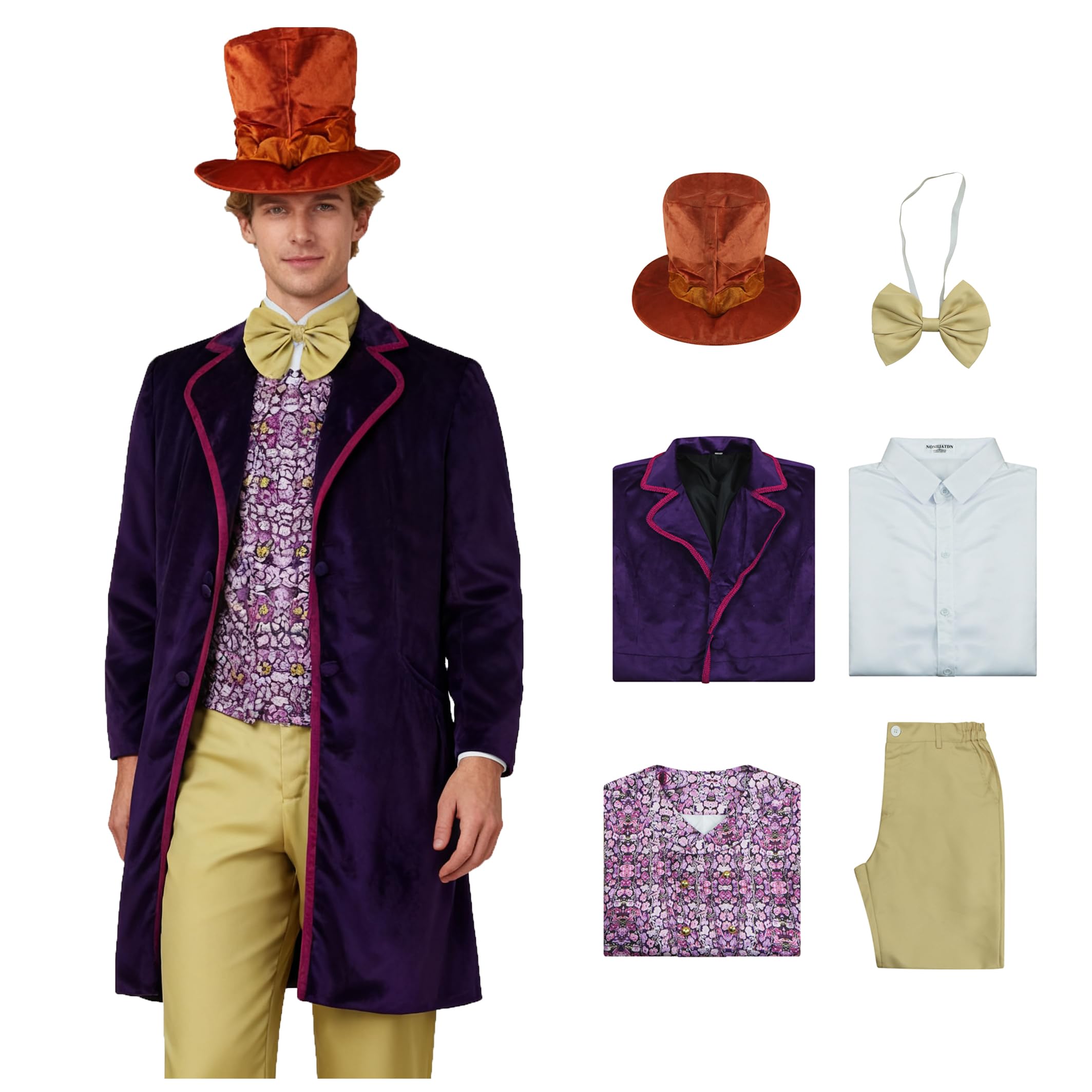 Photo 1 of Adult Willy Costume Chocolate Man Deluxe Full Suit with Printed Scarf Halloween Party Dress Up Outfit L