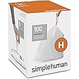 simplehuman Code H Custom Fit Drawstring Trash Bags in Dispenser Packs, 100 Count, 30-35 Liter / 8-9.2 Gallon, White