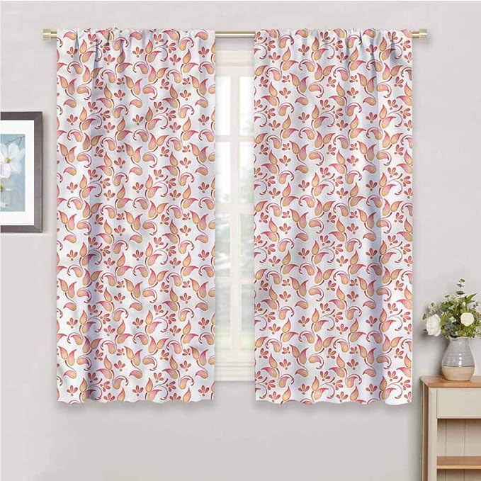 Floral Extra Long Curtain, Curtains 72 inch Length Leaves
