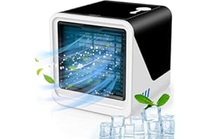 GEOHEE Portable Air Conditioner for Personal with 3 Wind Speeds, Mini Evaporative Cooler Fan, USB 7 Colour LED Lights, Small Bedroom, Office and Outdoors