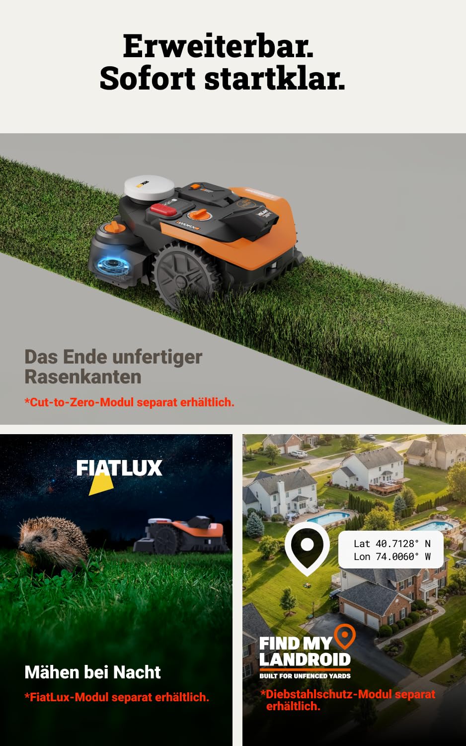 WORX Landroid Vision Cloud WR303E 2WD Mähroboter ohne Begrenzungskabel für 300 m² (KI-Hinderniserkennung, VSLAM+ RTK Cloud Navigation, Auto-Mapping, App-Steuerung) 7