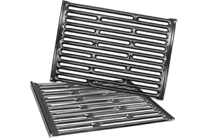 Htanch PG521 (2-Pack) 15" Porcelain Steel Cooking Grid Grates for Weber Genesis Silver A, Spirit E200,Spirit 500,Spirit 210 (2007-2012) Gas Grills, 7521 65905 7522 7523 65904