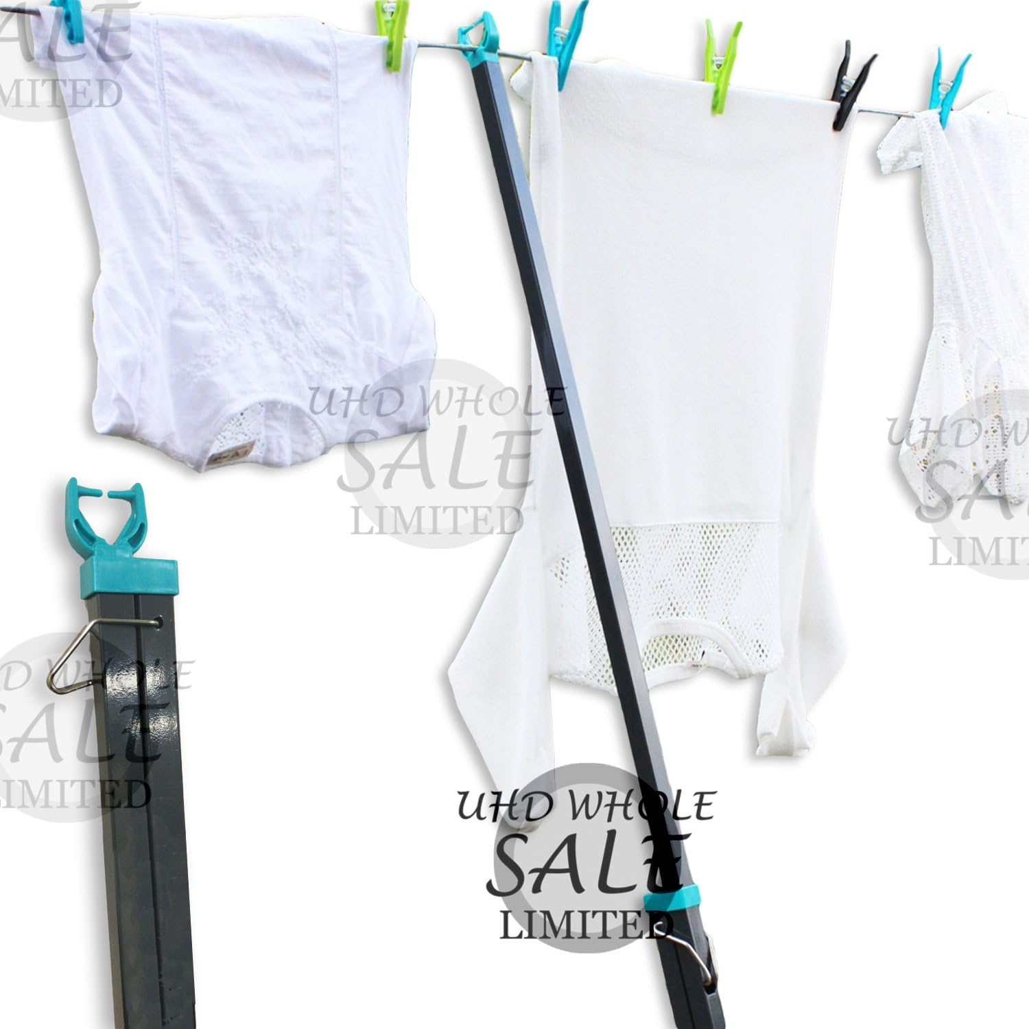 FB FunkyBuys® 2.5M Telescopic Clothes Line Prop Heavy Duty Washing Line