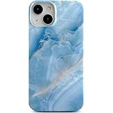 Qokey for iPhone 14/iPhone 13 Case 6.1 Inch, Military-Grade Marble Cover for Women Men, Shiny Pattern Soft Bumper Lightweight Slim Fit TPU Shockproof Phone Shell, Grey Blue