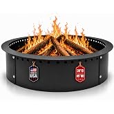 FEBTECH - 45" Smokeless Fire Ring - Carbon Steel Outdoor Firepit Ring | with Heat Resistant Coating, Smokeless Firepit Insert for DIY Bonfires, Family Gatherings &amp; Outdoor Camping