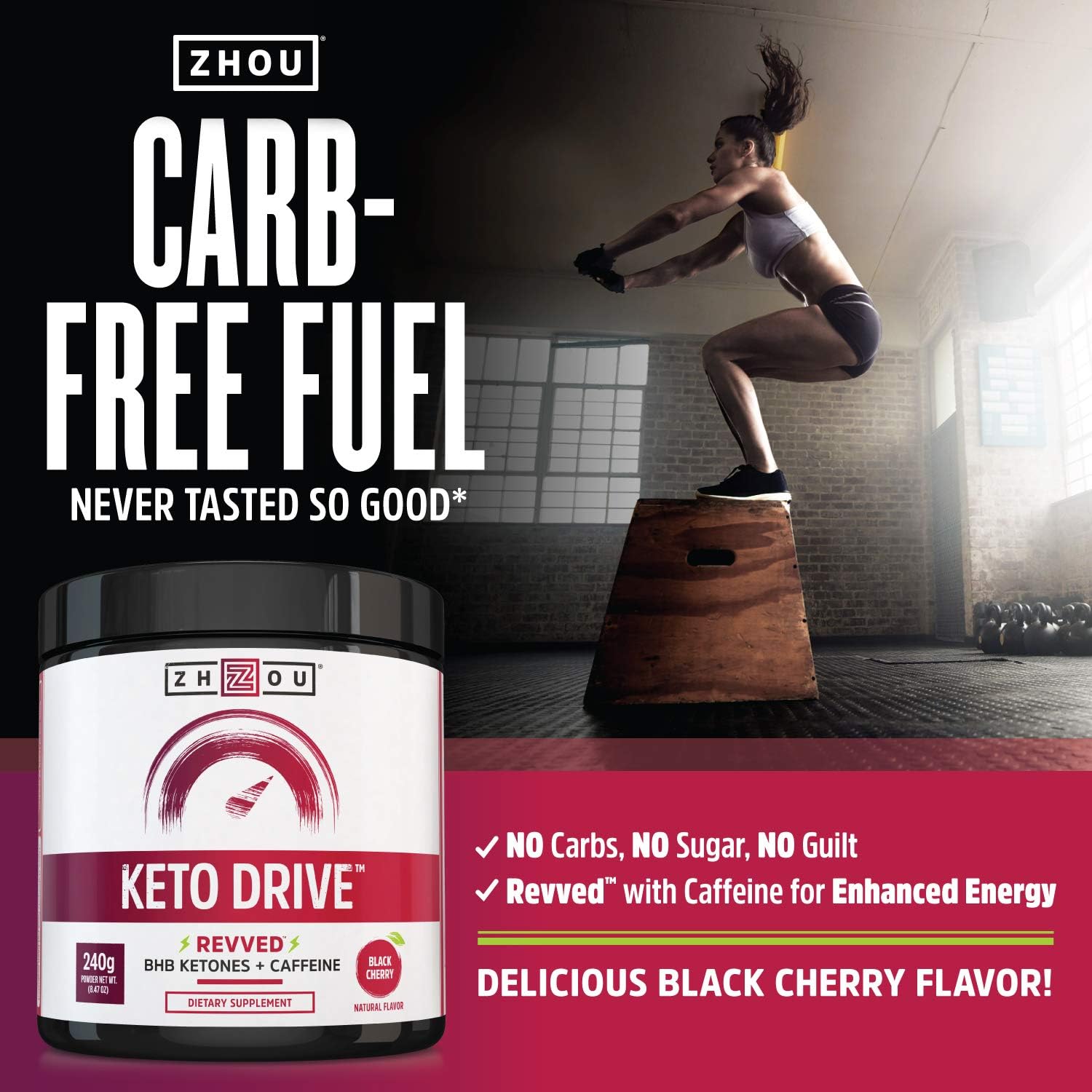 KETO DRIVE with BHB Ketones + Caffeine, Patented Beta-Hydroxybutyrates & Electrolytes (Calcium, Sodium, Magnesium) - Black Cherry ‘REVVED’, 8.4 oz: Health & Personal Care