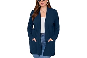 AusLook Plus Size Cardigan for Women Lightweight Open Front Long Sleeve Cardigans Sweater Causal Cover Up Jacket Outwear Tops