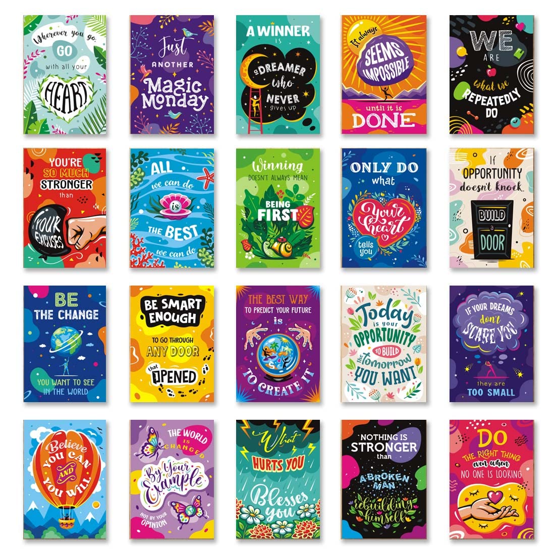 Artmedia 20x Motivational cards set, positive postcards, affirmation inspirational posters, good luck greeting cards