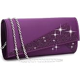 Dasein Women's Satin Rhinestone Clutch Evening Bags Sparkle Glitter Shiny Purse Handbag for Party Wedding Cocktail Prom