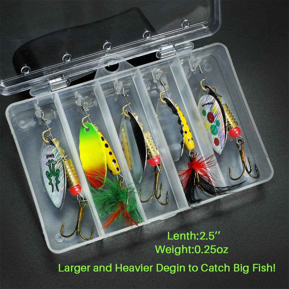 10pcs Fishing Lure Spinnerbait,Bass Trout Salmon Hard Metal Spinner