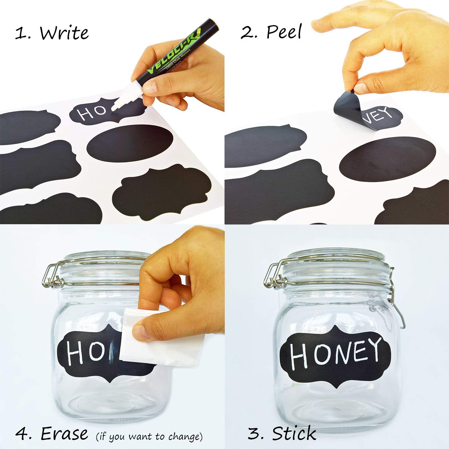 Chalkboard Labels - 88 Premium Reusable Chalkboard Stickers with 1 Free Erasable Liquid Chalk Markers for Labeling Jars, Parties, Craft Rooms and Organize Your Home & Kitchen