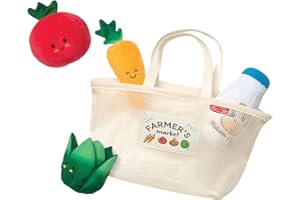 Melissa & Doug Multi-Sensory Market Basket Fill & Spill Infant Toy - Play Food Menus, Pretend Play Grocery Toys, Sorting And Stacking Toys, Multi-Sensory Toys For Infants And Toddlers Ages 1+