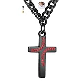 NUKAYAI Baseball Cross Necklace for Men, 16"/18"/20" Cuban Chain Stainless Steel Black/Gold/Silver Birthday Valentines Christian Easter Baseball Gifts for Son Grandson Nephew