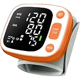 Oklar Wrist Blood Pressure Monitor, FDA Cleared Rechargeable BP Machine | For Home Use, Adjustable Cuff (4.92-8.46"), 240 Reading Memory for 2 Users, Voice Broadcast, Storage Case Included, Orange