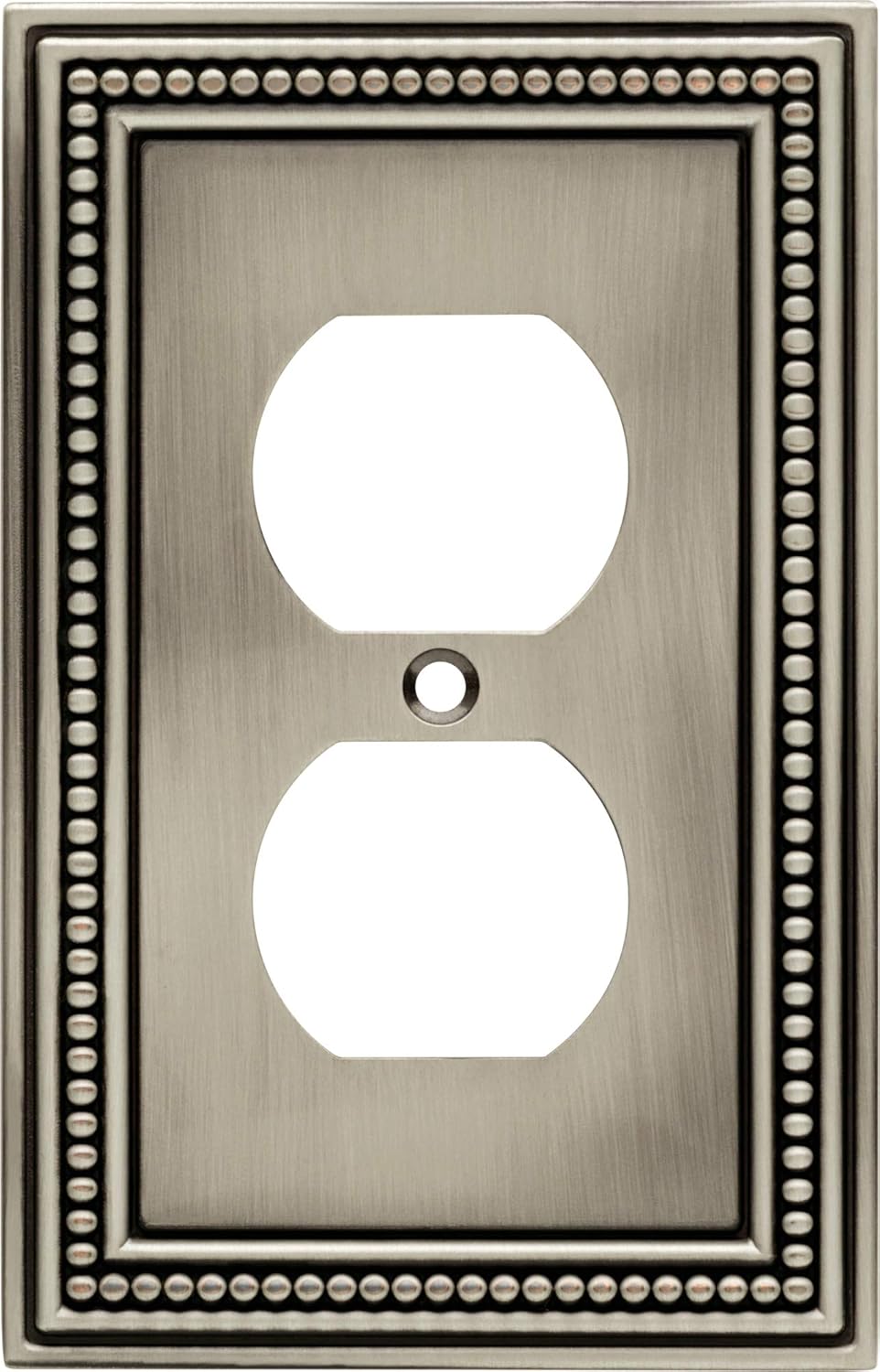 Brainerd 64776 Beaded Single Duplex Outlet Wall Plate, Brushed Satin