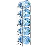 MOOACE 5 Gallon Water Jug Holder, 5 Tier Heavy Duty Water Cooler Jug Storage Rack, Detachable Water Dispenser Stand, Water Bottle Holder Organizer, Black