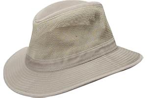 Dorfman Pacific Men's Garment Washed Twill Safari Hat with Mesh Sides