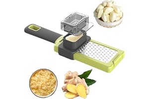 Emapoy Ginger Grater Tool with Handle Lemon Zester with Catcher, Garlic Presses Grinding Grater, Kitchen Tools for Garlic, Ve