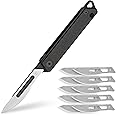KeyUnity KK02BK Titanium Flipper Pocket Knife, Quick Open Keychain Folding Knife with #24 Replaceable Blades for Everyday Carry