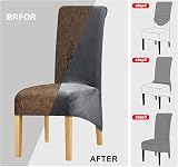 Leorate High Back Chair Covers Stretch Velvet Slipcovers Pack of 6 Charcoal view 7