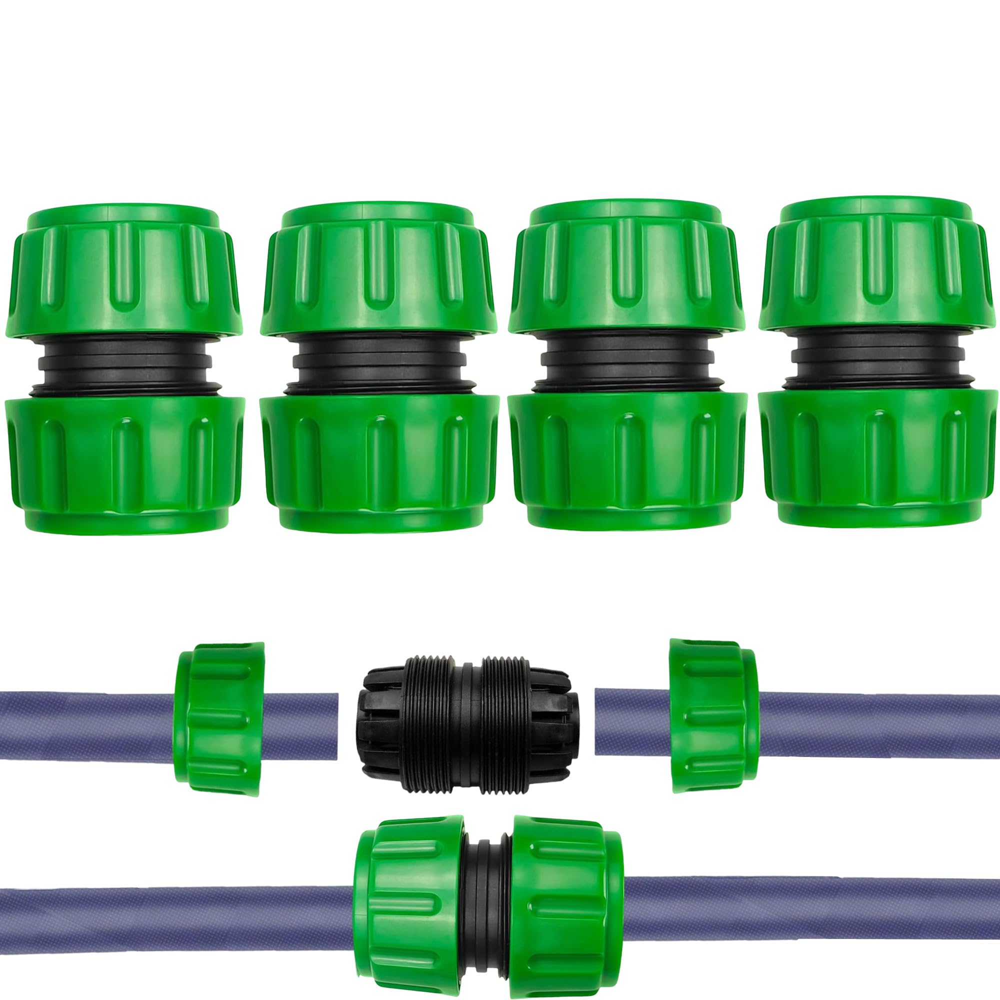4 Pack 1/2 inch(12.5mm) Hose Repair Connector Extender for Join 1/2 inch Garden Hose Pipe Quick Repair Connection