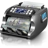 MUNBYN IMC22 Money Counter Machine Mixed Denomination, Dual-Display, CIS/UV/IR/MG Counterfeit Detection Bill Counter, USD, MXN, EUR, CAD Cash Counter for Business, Merchant, 2Y Protect (Black)