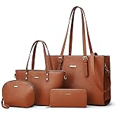 Women Fashion Synthetic Leather Handbags Tote Bag Shoulder Bag Top Handle Satchel Purse Set 4pcs