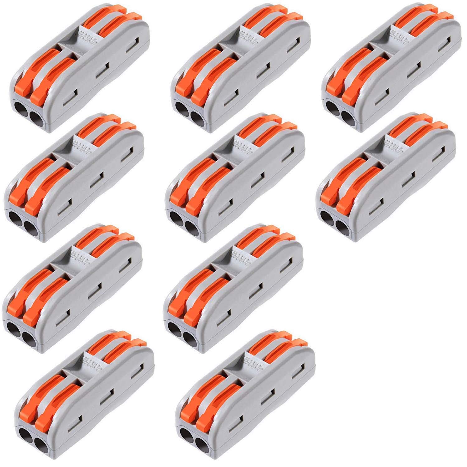 2pin Universal Conductor Compact Wire Connectors Lever Terminal Block Used in Various Types of Wires 10Pcs