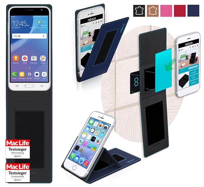 reboon Hülle für Samsung Galaxy Amp Prime Tasche Cover Case Bumper | Blau | Testsieger