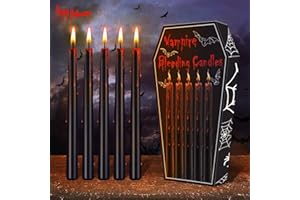 Kenburg Halloween Bleeding Candles Set of 5, 10 in Vampire Tears Black Taper Candles for Home Decor, Gothic About 8 Hour Burn, Party Spooky Decorations