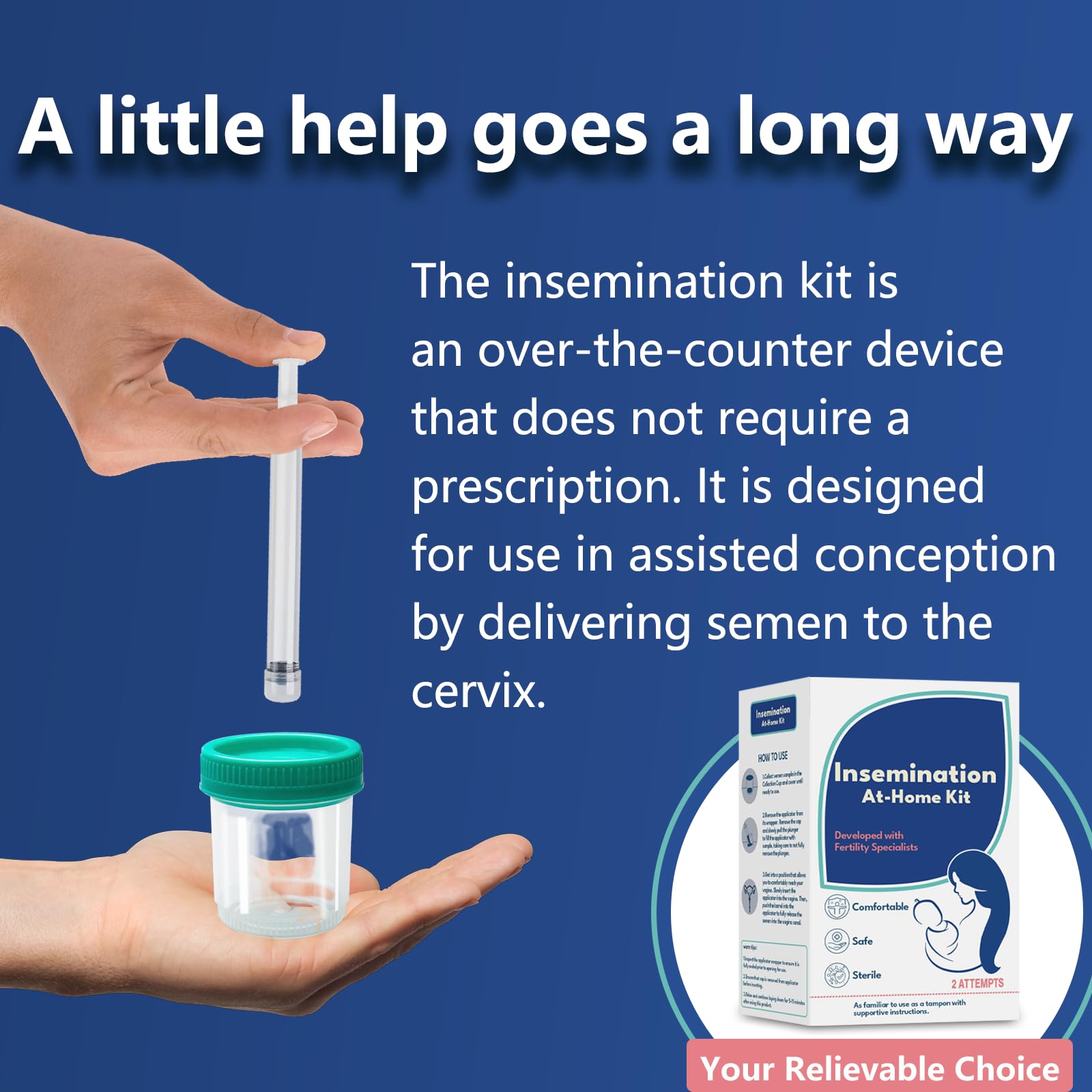 Insemination Kit with Long-Range Syringe for Enhanced Success Rate, Self Fertility Support for Women and Families, Aids Natural Conception | Includes 2 Applicators and 2 Collection Cups