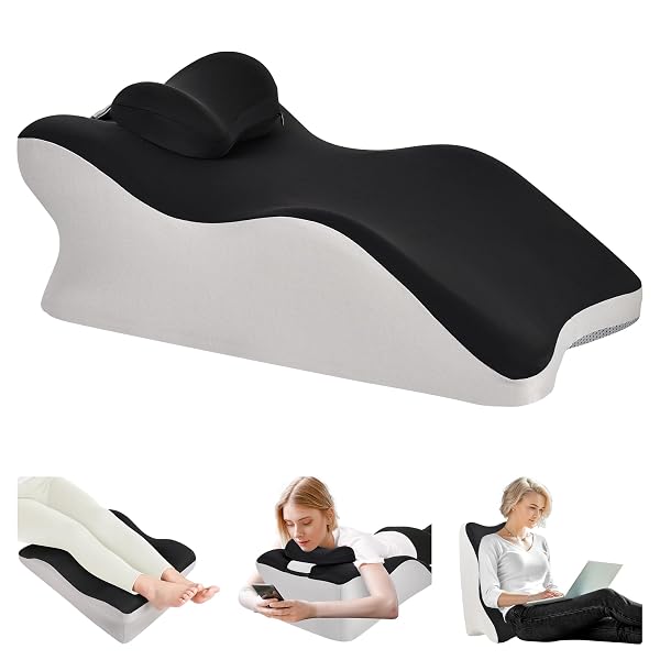 ADUKEN READING PILLOW FOR BED, ADULT MEMORY FOAM ERGONOMIC BACK SUPPORT PILLOW FOR SITTING UP, PRONE PILLOW FACE DOWN SLEEP, WEDGE PILLOW FOR BACK PAIN RELIEF
