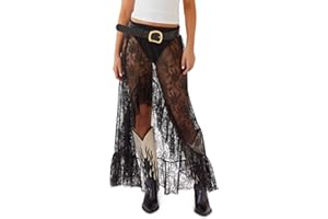 Cicy Bell Womens Lace Maxi Skirt Summer High Low Asymmetrical Sheer Y2K Sexy Beach Cover-up Long Skirts