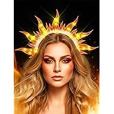 JEAIRTS Light Up Fire Headband Glow Flame Crown Headpiece Led Sun Goddess Hair Accessories for Women