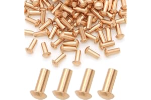ASAMUYU 100 Pieces Round Head Solid Rivets Fasteners Copper Rivets (M4x10)