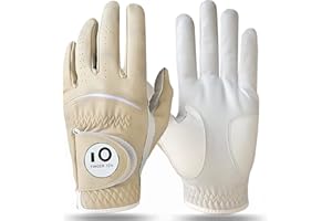 FINGER TEN Golf Gloves Men Left Hand Right Leather with Ball Marker Color Pack, Mens Golf Glove All Weather Grip, Fit Size Small Medium ML Large XL