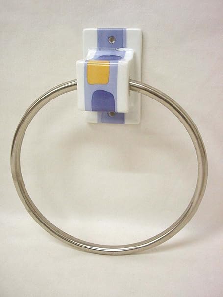 TOALLERO ARO Cubo Pared BAÑO Porcelana Cuadros Grises: Amazon ...