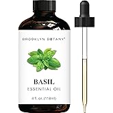 Brooklyn Botany Basil Essential Oil - Huge 4 Fl Oz | 100% Pure and Natural, Steam Distilled, Premium Grade Oil with Dropper, for Aromatherapy, Diffuser and Massage