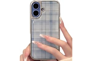 Lovmooful Compatible for iPhone 16 Case Cute Color Lattice Plaid Grid with Gloss Epoxy Design for Girls Women Soft TPU+PC Pla