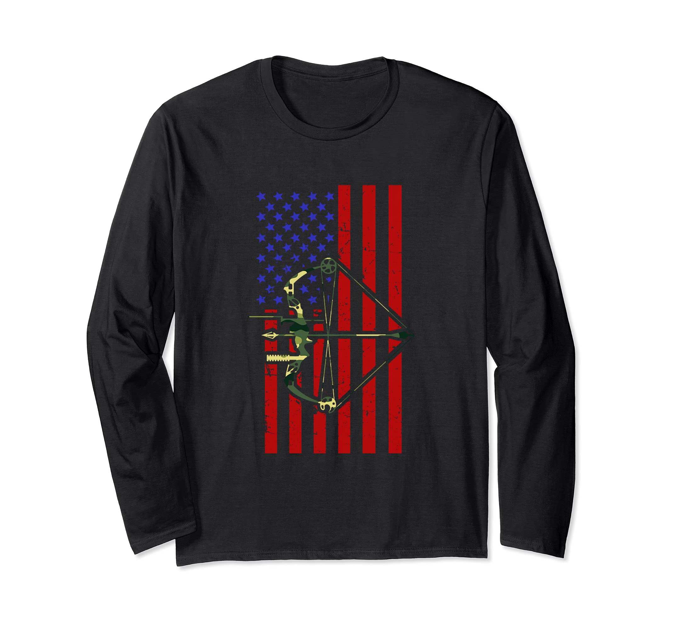Bow Hunting American Flag Long Sleeve T-Shirt