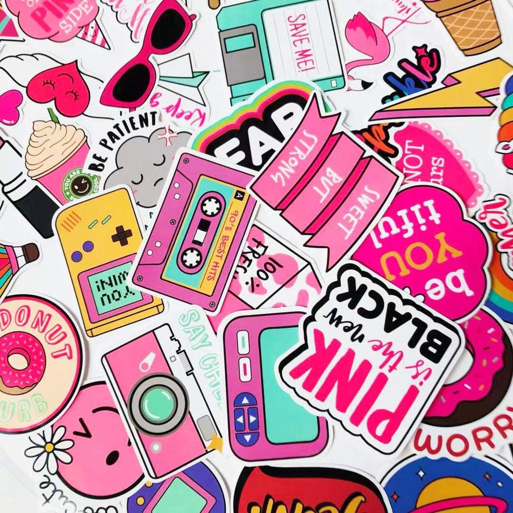 Mizzuco Vinyl Stickers Waterproof Graffiti Stickers 61 Pieces for Teens Girls Laptop Bumper Helmet Ipad Car Luggage Water Bottle (KA155)
