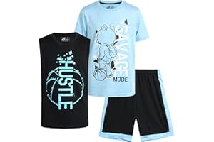 Pro Athlete Boys' Active Shorts Set - 3 Piece Dry Fit T-Shirt, Tank Top & Basketball Shorts - Activewear Set for Boys (8-16)