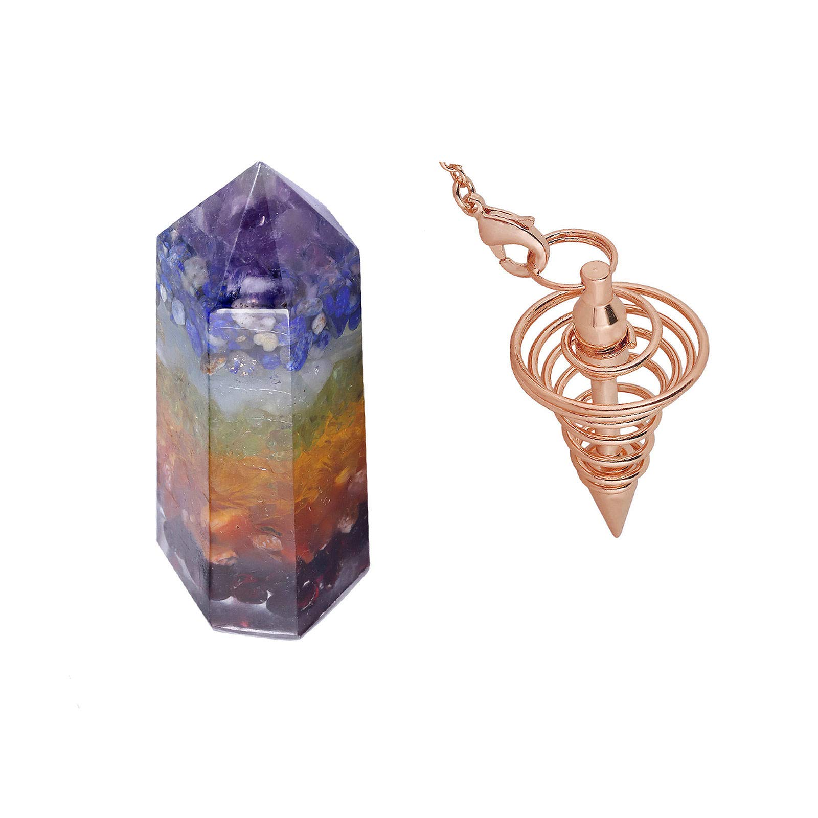 KYEYGWO Crystal Quartz Wand and Dowsing Pendulum for Divination Meditation, Reiki Healing Chakra Crystal Spiritual Gifts