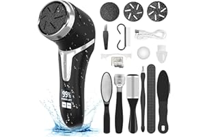 HOXIDA Electric Callus Remover for Feet with Vacuum, Professional Pedicure Tools Kit, Rechargeable Waterproof Foot File for Foot Care Deadskin Remover with 3Heads&2Speed,LCD Display