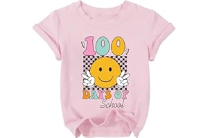 YHHR Toddler 100 Days of School Shirt Boys Girls Smile Face 100th Day of School Shirts Back to School Tee