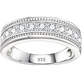 SweetJew Mens Moissanite Wedding Rings 925 Sterling Silver Promise Wedding Band 1.25cttw D Color VVS1 Round Cut Size 8-13