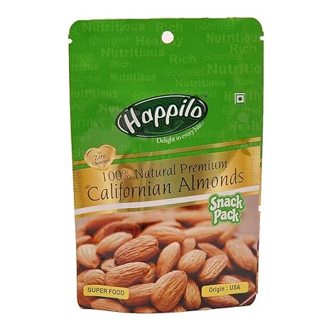 HappiloPremium 100% Natural Californian Almonds, 35g