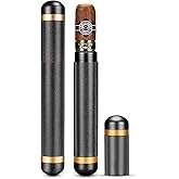 Cigar Tube Black Aluminum Single Cigar Travel Airtight Cigar Case,Black