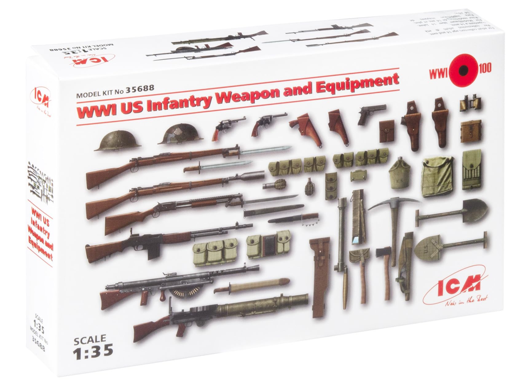 ICM 035688 – Plastic Model Kit 1/35 WWI US Infantry Weapons and Accessories