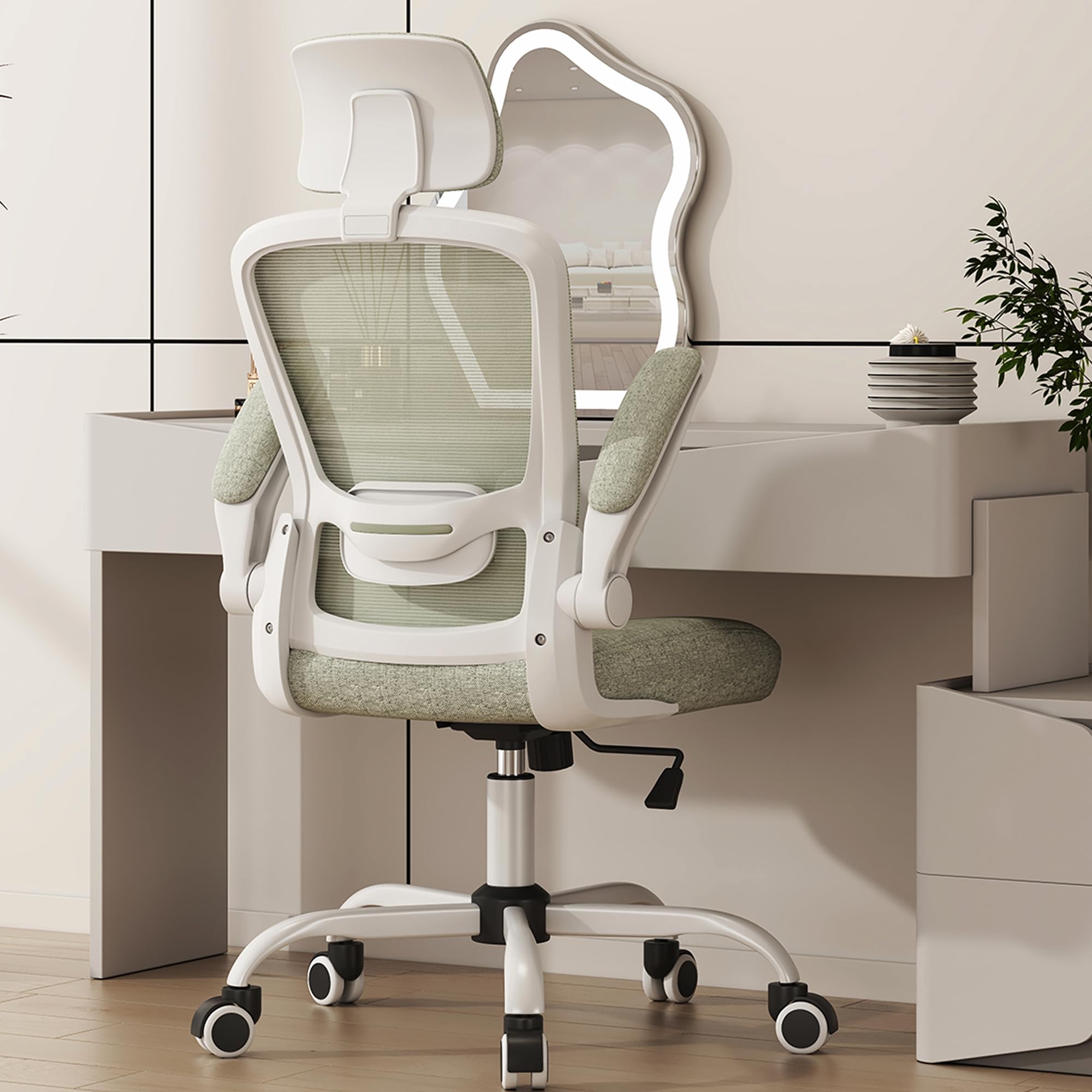 Photo 1 of Mimoglad Office Chair, High Back Ergonomic Desk Chair with Adjustable Lumbar Support and Headrest, Swivel Task Chair with flip-up Armrests for Guitar Playing